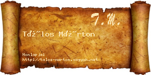 Tálos Márton névjegykártya